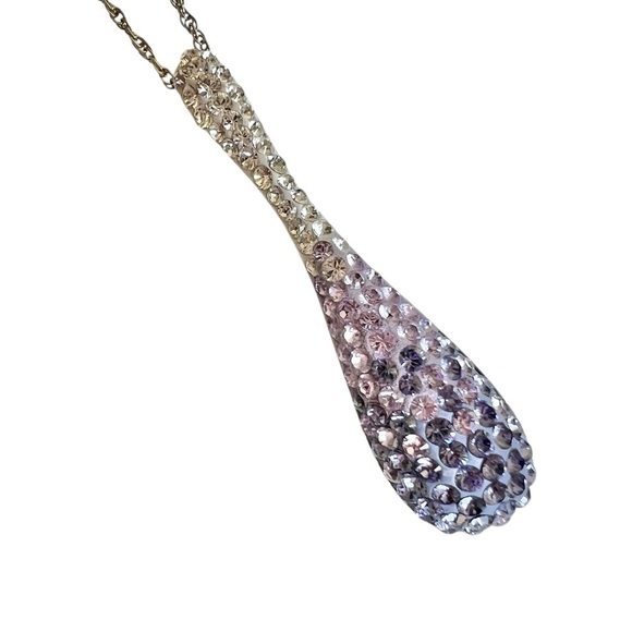 Sterling Silver Purple Ombre Fade Teardrop Pendant Necklace - Picture 4 of 7